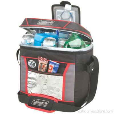 Coleman 30-Can Insulated Soft Cooler with 24-Hour Ice Retention, Red/Black 568108524